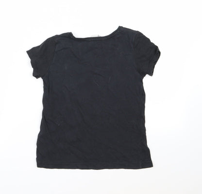 H&M Girls Black   Basic T-Shirt Size 9-10 Years  - Unicorn