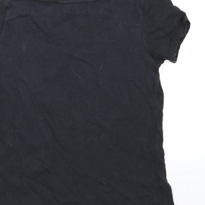 H&M Girls Black   Basic T-Shirt Size 9-10 Years  - Unicorn