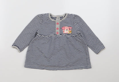 TU Girls Blue Striped  Basic Blouse Size 3-6 Months