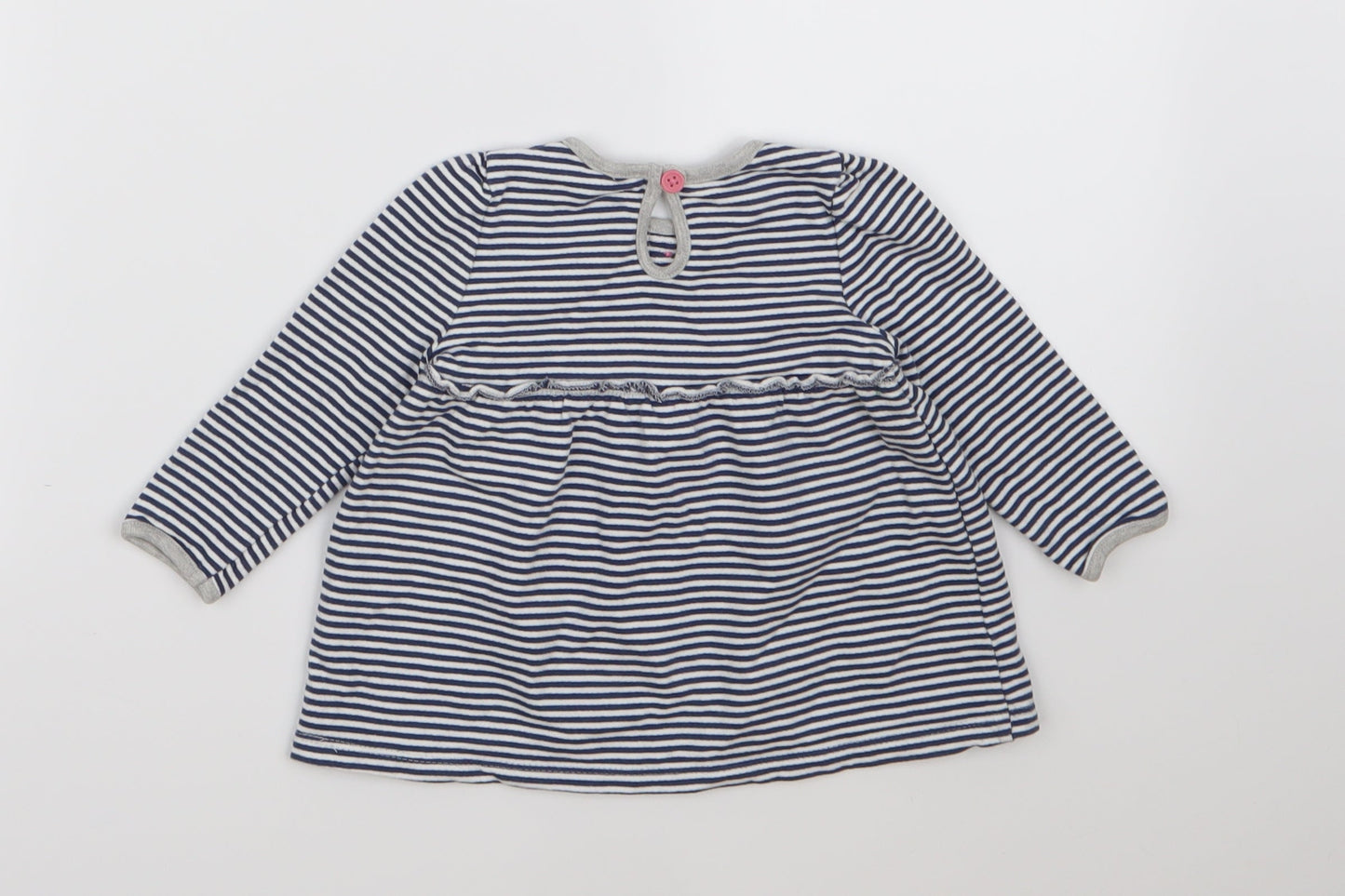 TU Girls Blue Striped  Basic Blouse Size 3-6 Months