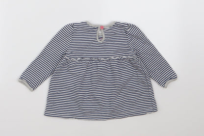 TU Girls Blue Striped  Basic Blouse Size 3-6 Months