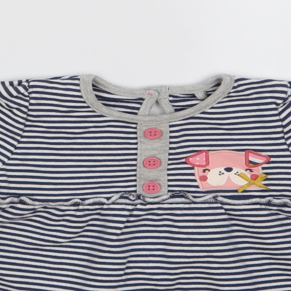 TU Girls Blue Striped  Basic Blouse Size 3-6 Months