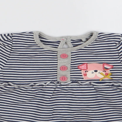 TU Girls Blue Striped  Basic Blouse Size 3-6 Months