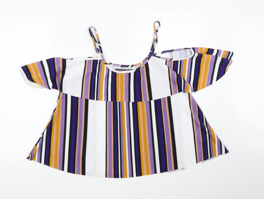 QED London Womens Multicoloured Striped  Basic Blouse Size L