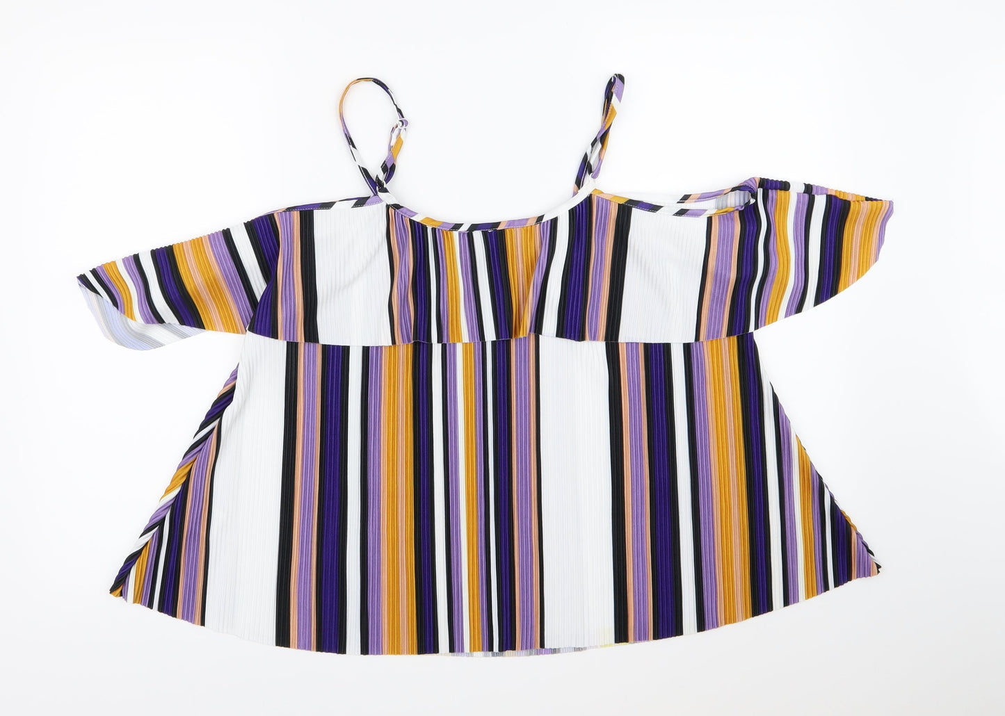 QED London Womens Multicoloured Striped  Basic Blouse Size L