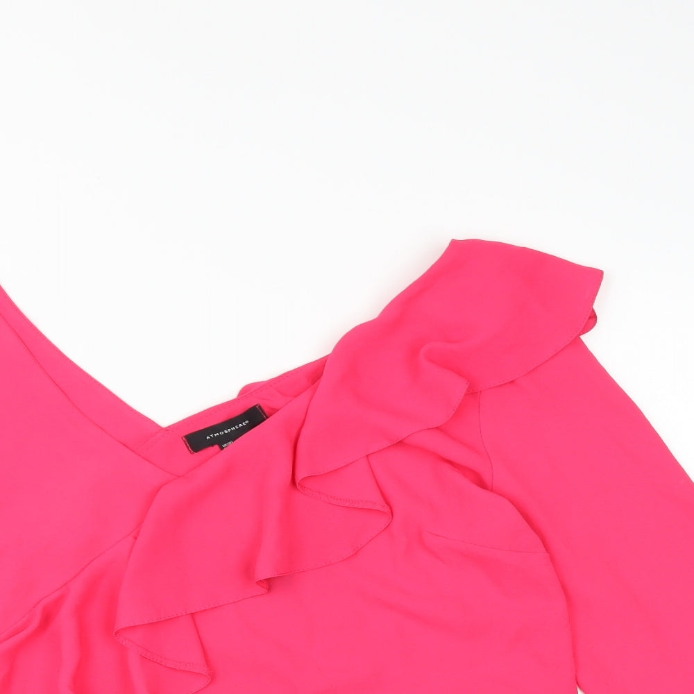 Primark Womens Pink   Basic Blouse Size 16  - one sleeve ruffle detail