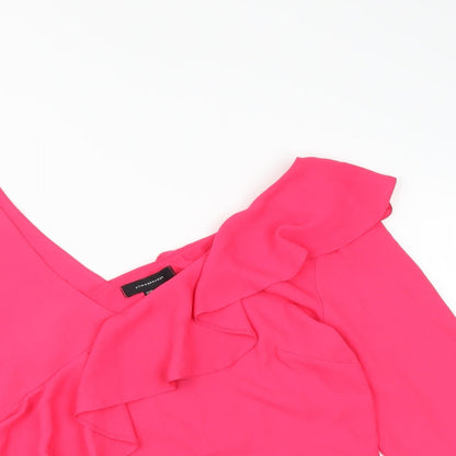 Primark Womens Pink   Basic Blouse Size 16  - one sleeve ruffle detail