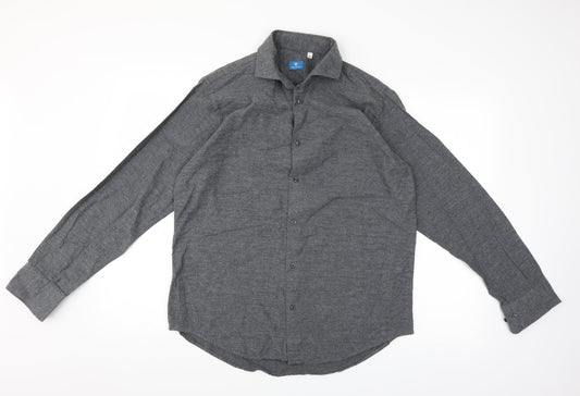 Mens UK Size XL camiciamoci Grey  Button-Up Long Sleeve Casual Shirt