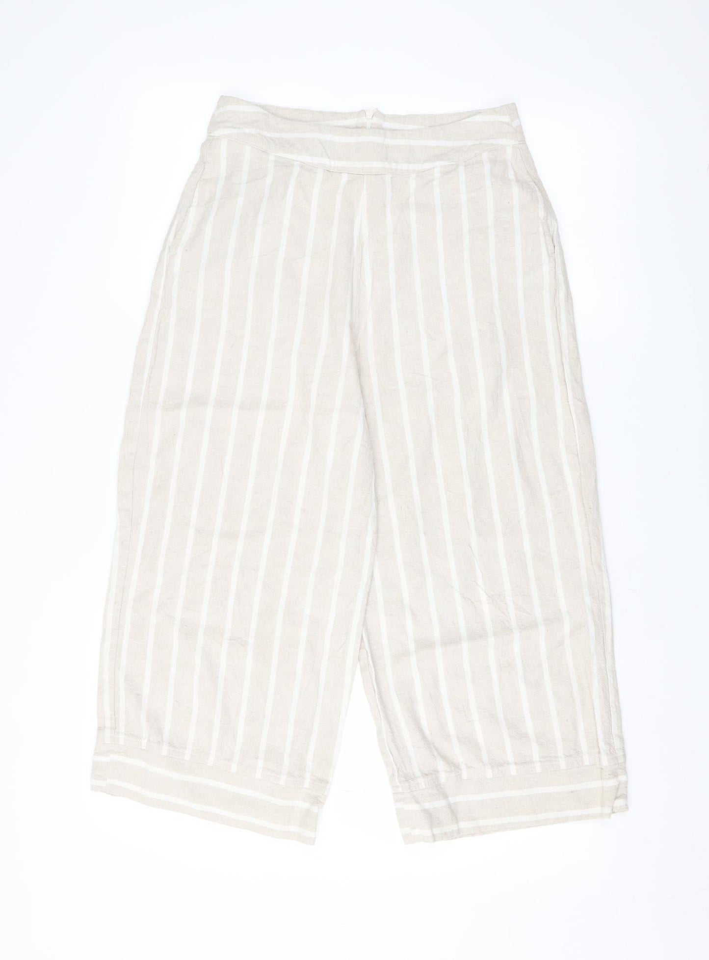 commoners Womens Beige Striped  Cropped Trousers Size 10 L20 in