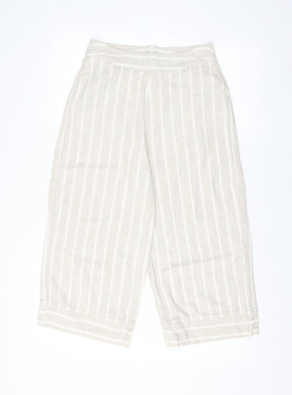 commoners Womens Beige Striped  Cropped Trousers Size 10 L20 in