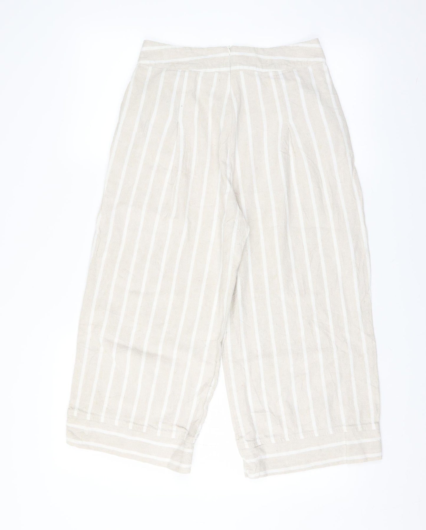 commoners Womens Beige Striped  Cropped Trousers Size 10 L20 in