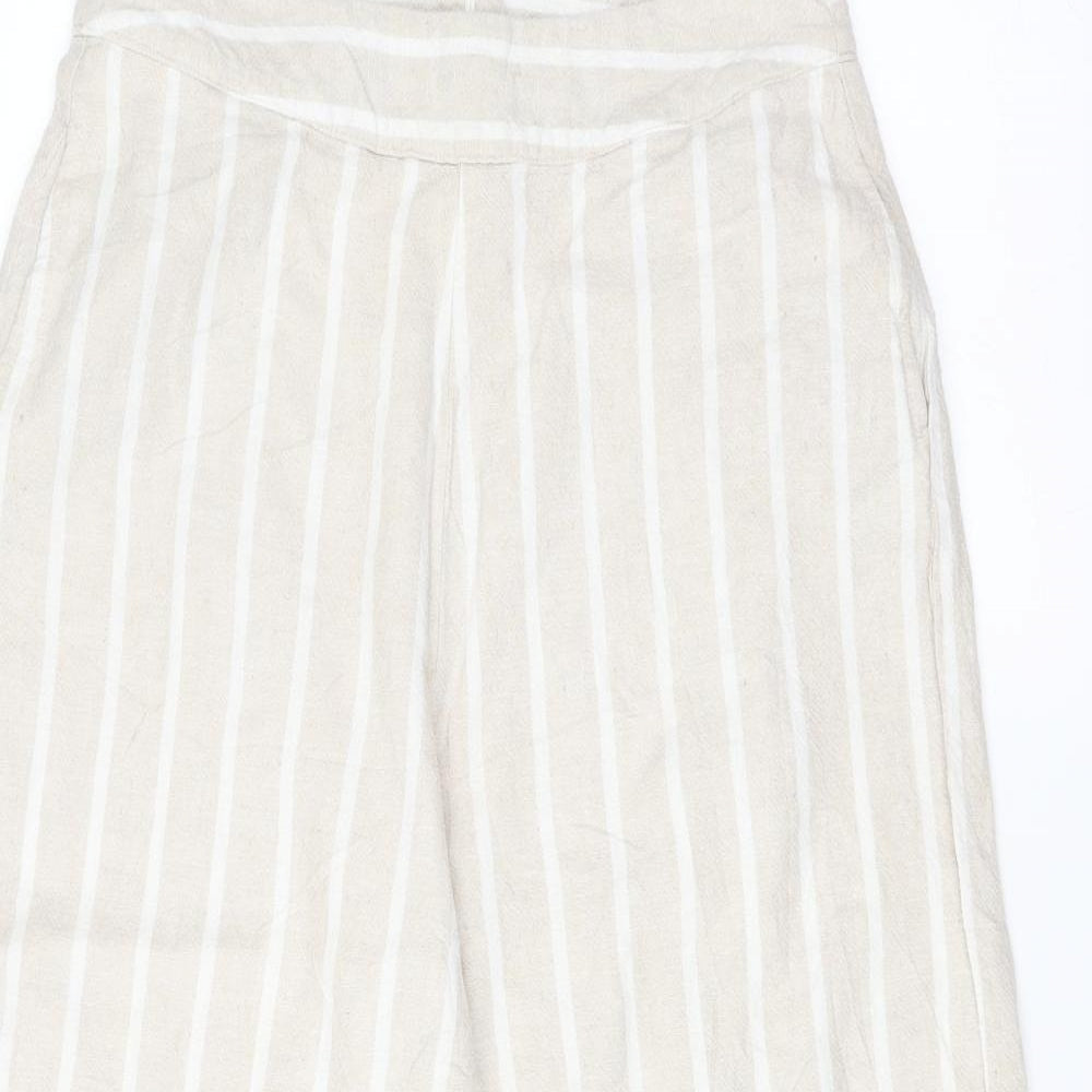 commoners Womens Beige Striped  Cropped Trousers Size 10 L20 in