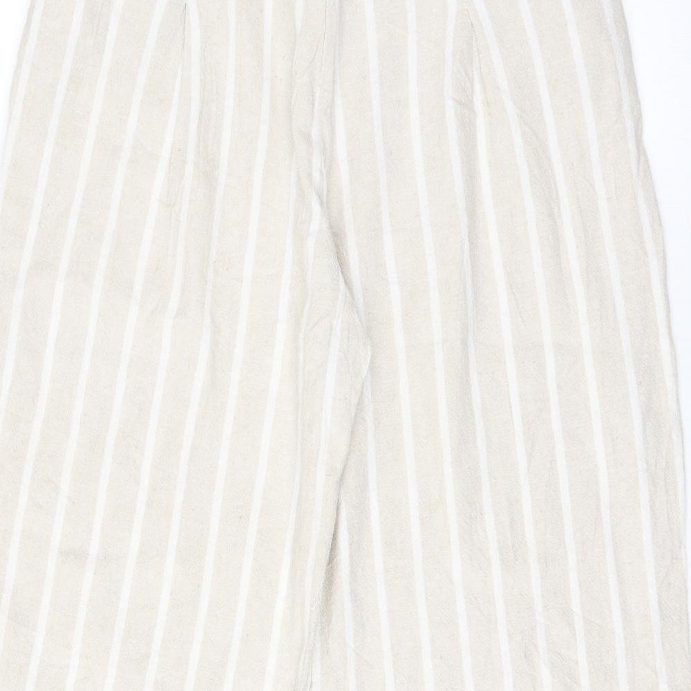 commoners Womens Beige Striped  Cropped Trousers Size 10 L20 in