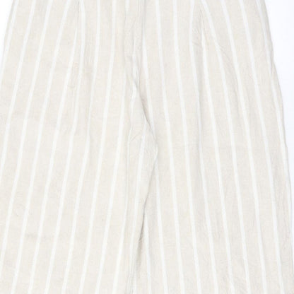 commoners Womens Beige Striped  Cropped Trousers Size 10 L20 in