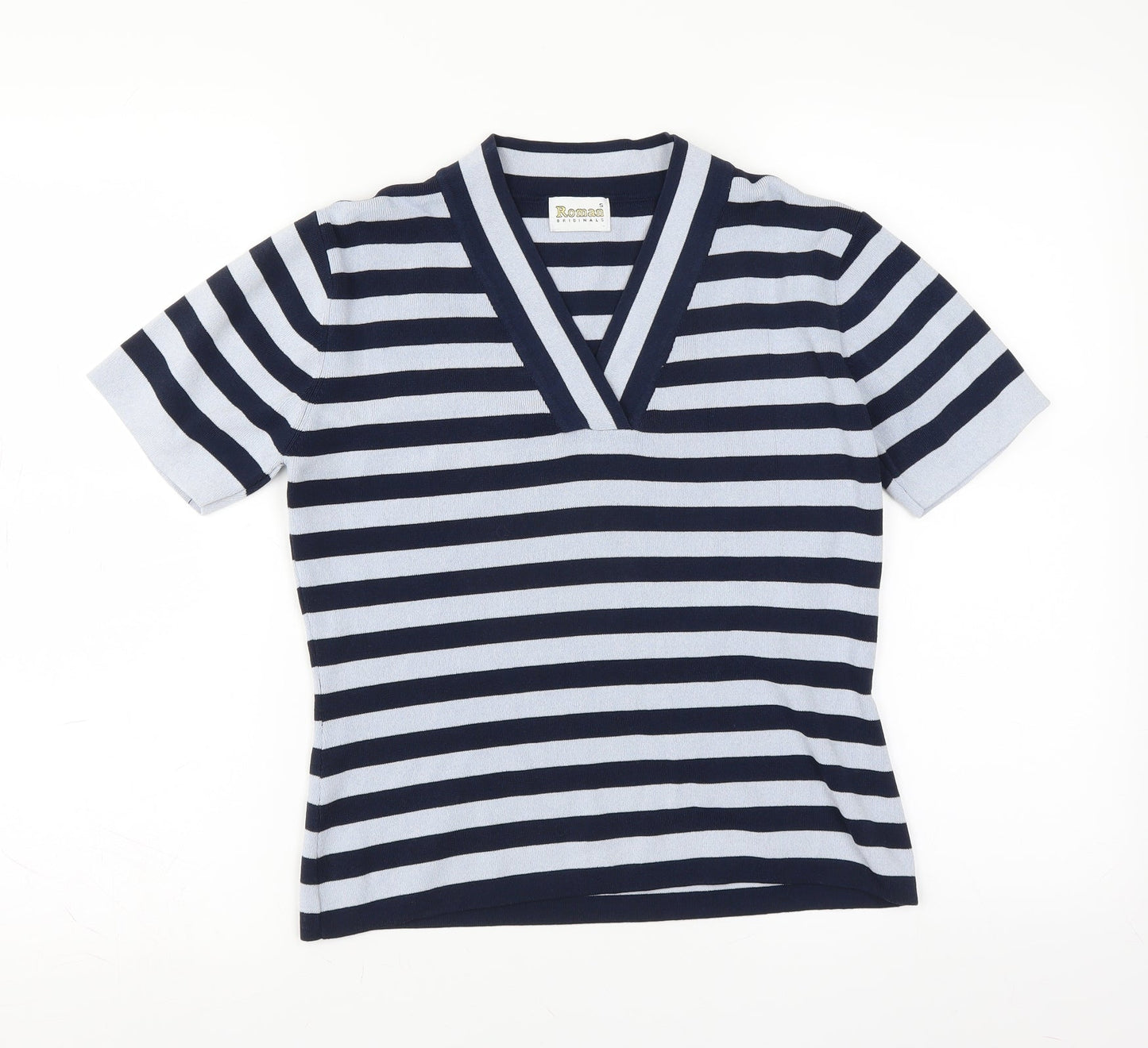 Roman Womens Blue Striped  Pullover Jumper Size S