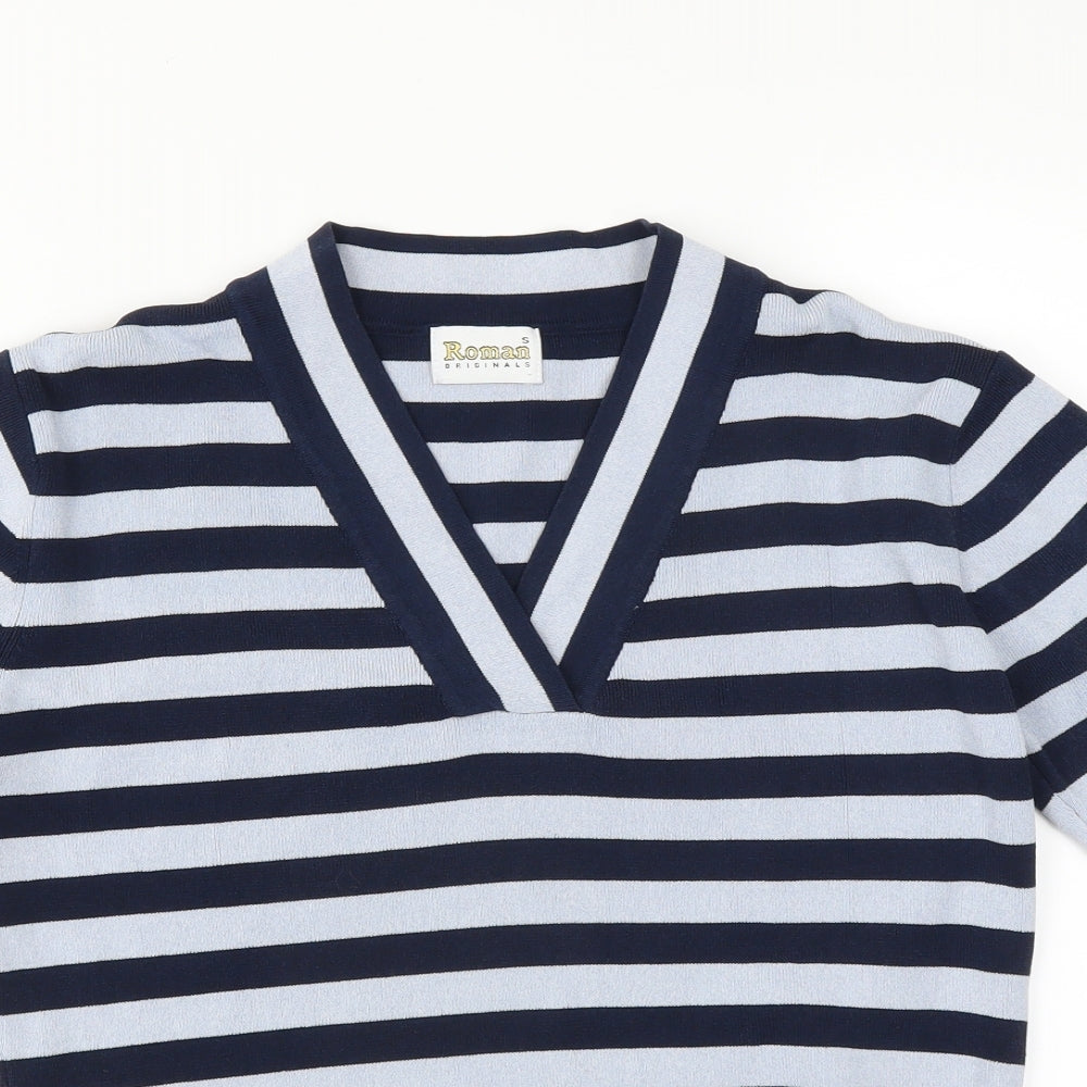 Roman Womens Blue Striped  Pullover Jumper Size S