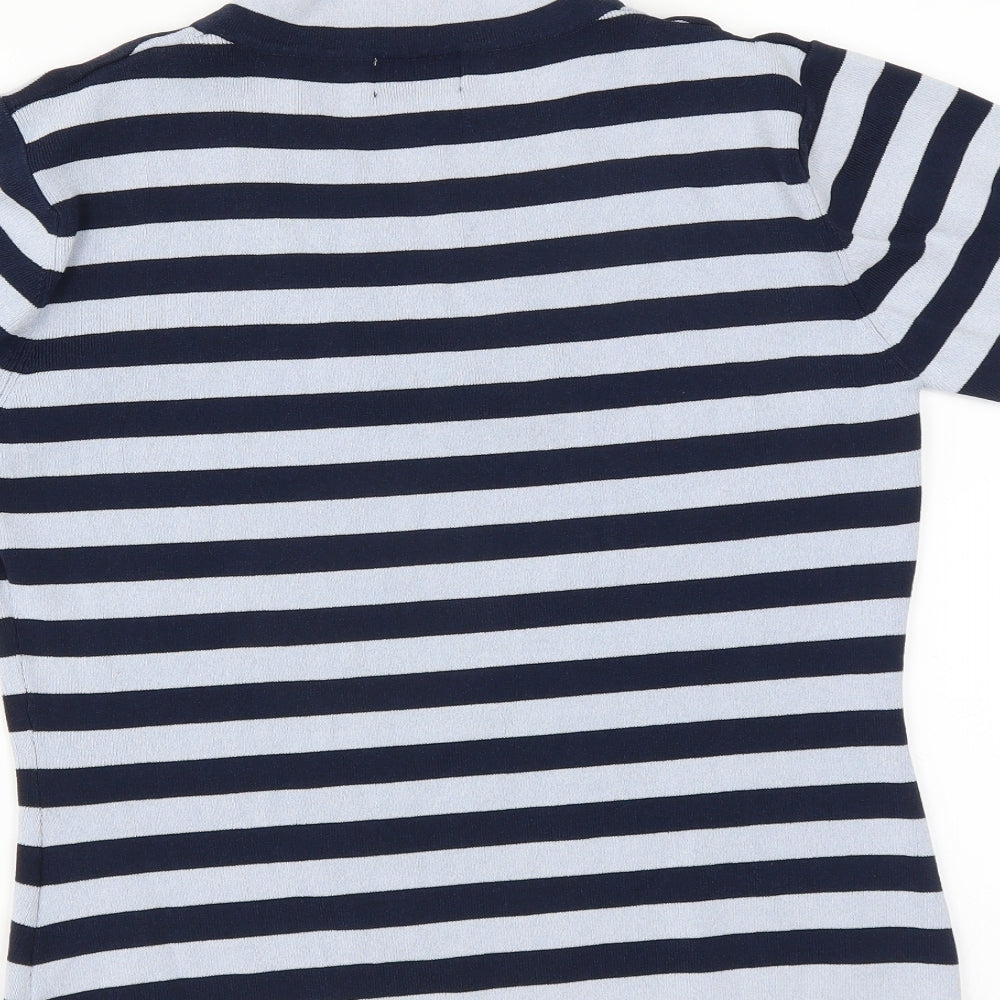 Roman Womens Blue Striped  Pullover Jumper Size S