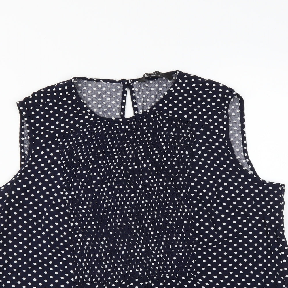 Primark Womens Blue Polka Dot  Basic Blouse Size 10