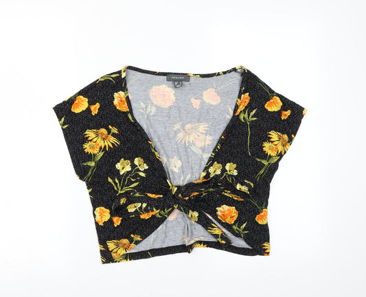 Primark Womens Beige Floral  Basic Blouse Size 12  - tie front