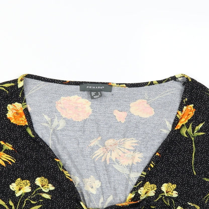 Primark Womens Beige Floral  Basic Blouse Size 12  - tie front