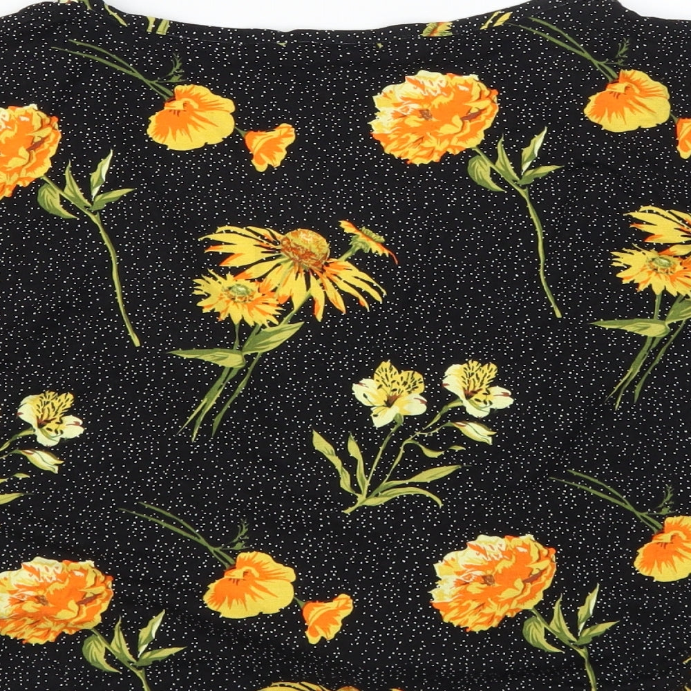 Primark Womens Beige Floral  Basic Blouse Size 12  - tie front