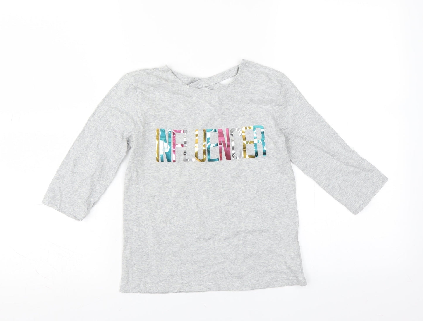 F&F Girls Grey   Basic T-Shirt Size 8-9 Years  - influencer