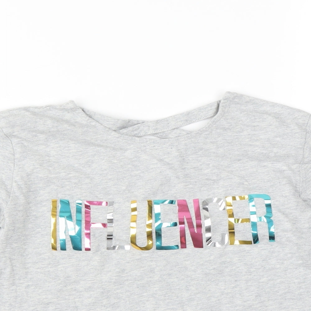 F&F Girls Grey   Basic T-Shirt Size 8-9 Years  - influencer
