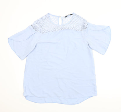 F&F Womens Blue Floral  Basic Blouse Size 12