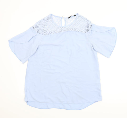 F&F Womens Blue Floral  Basic Blouse Size 12