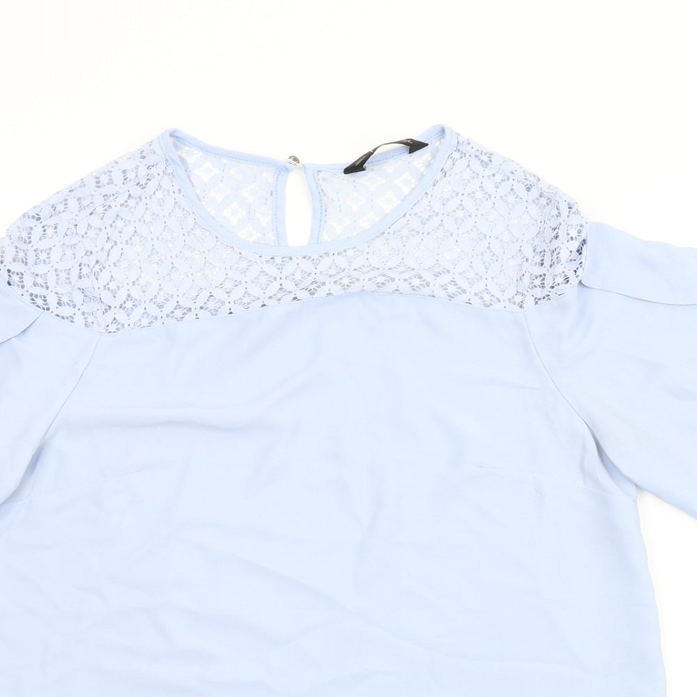 F&F Womens Blue Floral  Basic Blouse Size 12