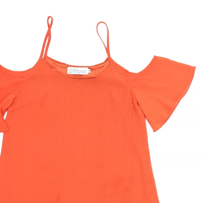 Womens UK Size 10 Diffuse Orange Tunic Blouse