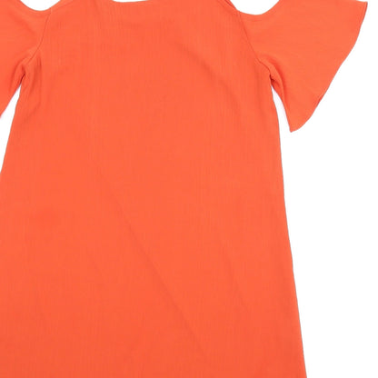 Womens UK Size 10 Diffuse Orange Tunic Blouse