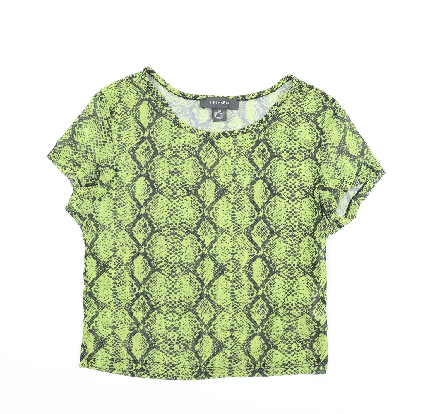 Primark Womens Green Animal Print  Basic Blouse Size 2XS  - Snake