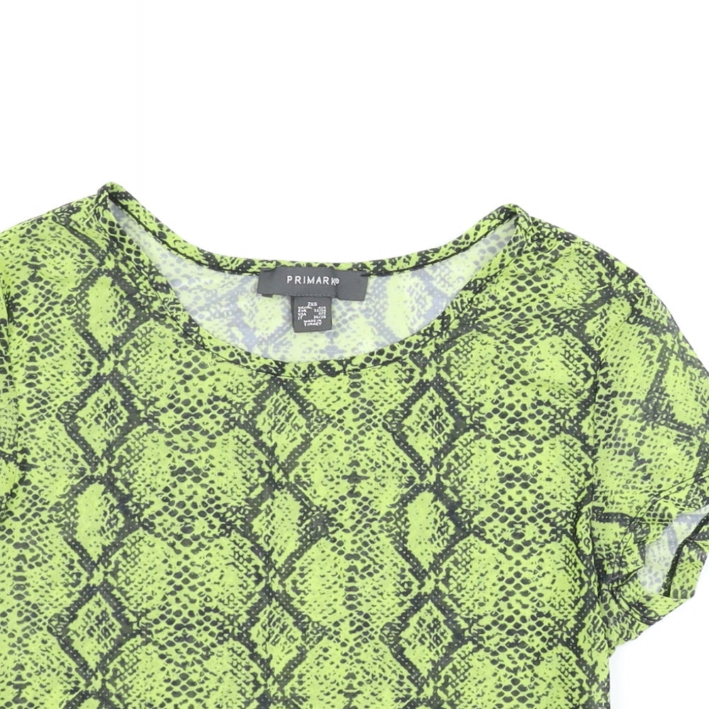 Primark Womens Green Animal Print  Basic Blouse Size 2XS  - Snake