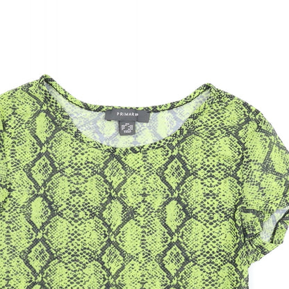 Primark Womens Green Animal Print  Basic Blouse Size 2XS  - Snake