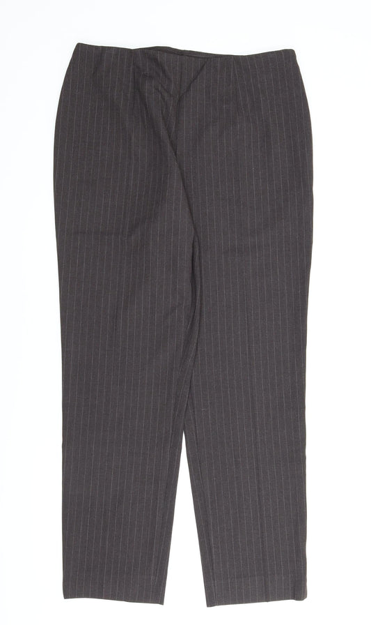 M&S Womens Brown Striped  Pedal Pusher Trousers Size 16 L27 in