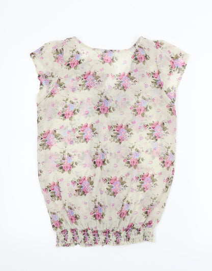 Womens UK Size S Preworn Beige Basic Blouse