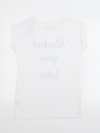 Womens UK Size 8 USA Pro White Basic T-Shirt
