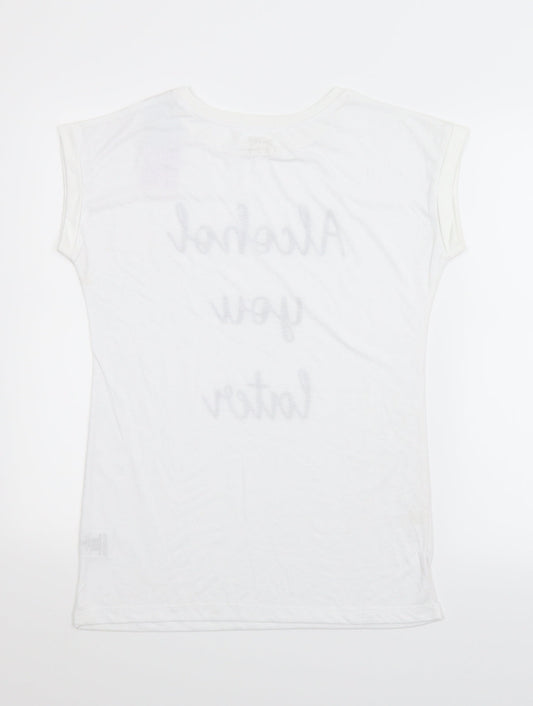 Womens UK Size 8 USA Pro White Basic T-Shirt