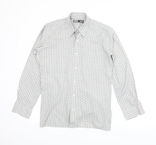 Mens UK Size 14.5 Main Man Grey  Button-Up Long Sleeve Casual Shirt