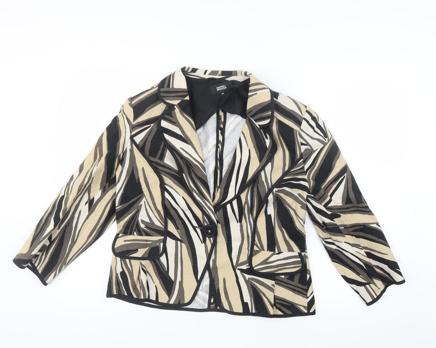Marks and Spencer Womens Black Geometric  Jacket  Size 14