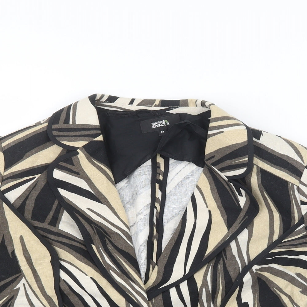 Marks and Spencer Womens Black Geometric  Jacket  Size 14