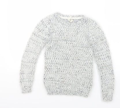 Young Dimension Girls White  Knit Pullover Jumper Size 9-10 Years