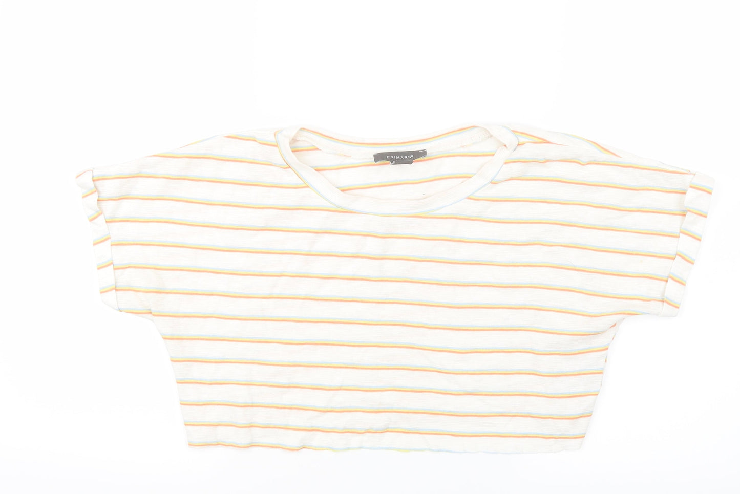 Primark Womens Red Striped  Cropped T-Shirt Size 6