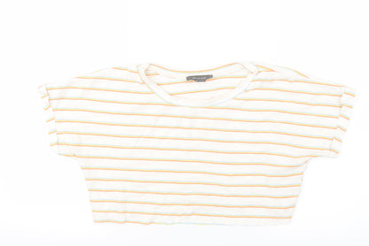 Primark Womens Red Striped  Cropped T-Shirt Size 6