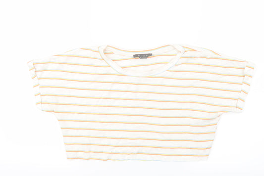 Primark Womens Red Striped  Cropped T-Shirt Size 6