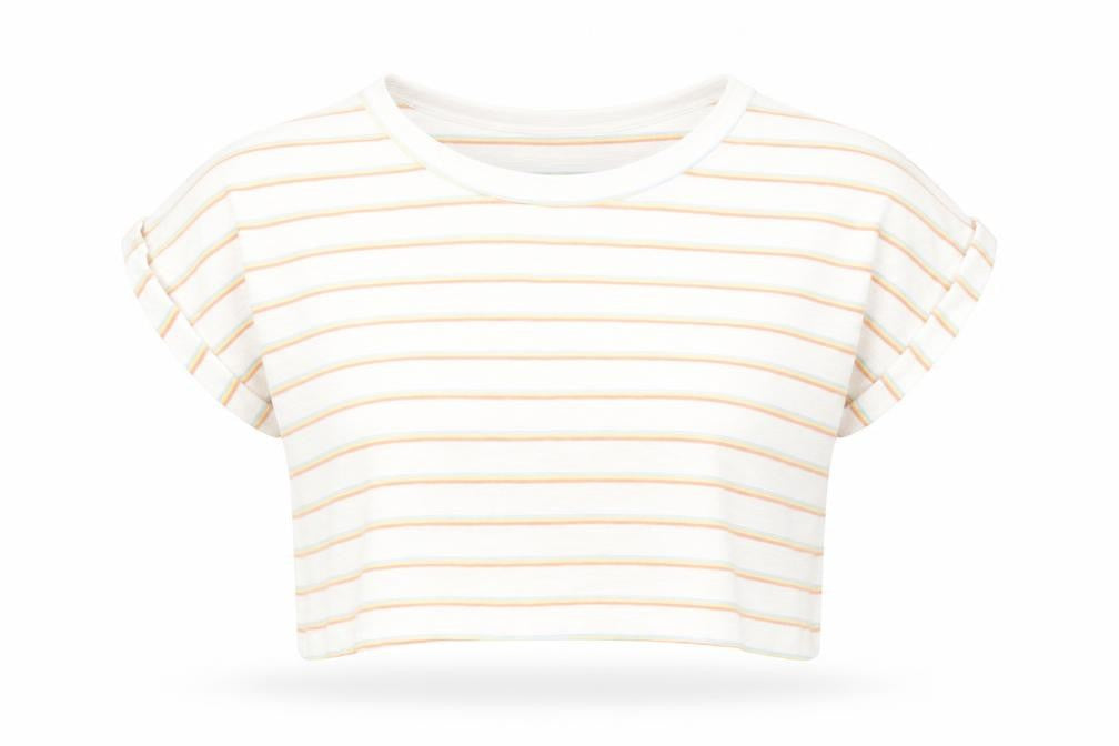 Primark Womens Red Striped  Cropped T-Shirt Size 6