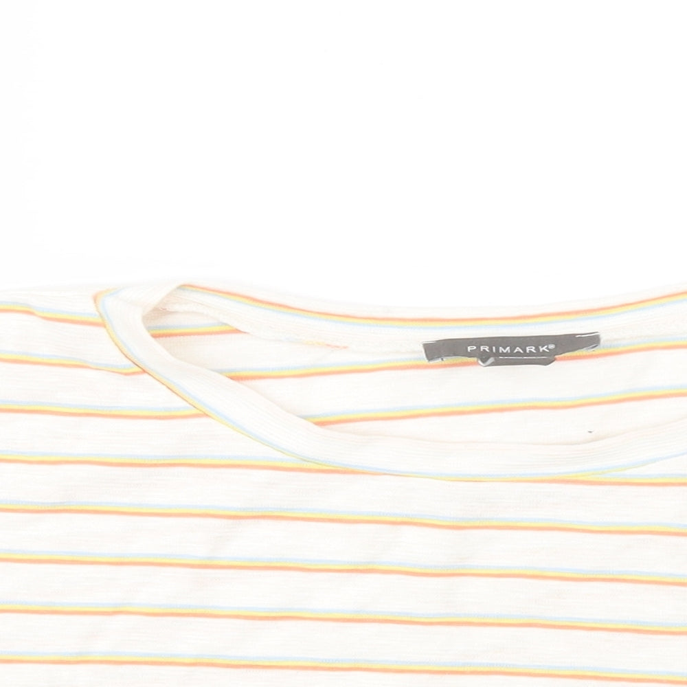 Primark Womens Red Striped  Cropped T-Shirt Size 6