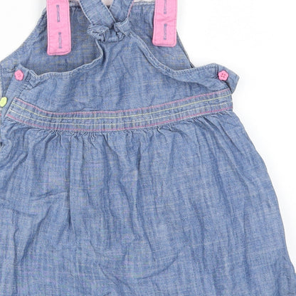 TU Girls Blue Floral Denim Pinafore/Dungaree Dress  Size 9-12 Months