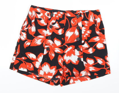QED London Womens Orange Floral  Sailor Shorts Size 8